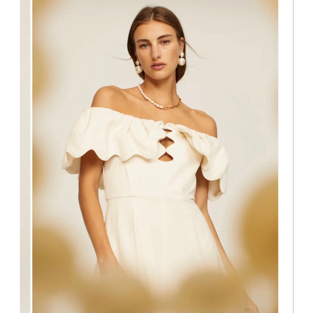 Sea New York Leona Linen Blend Scalloped Midi Dress - Picture 4 of 11